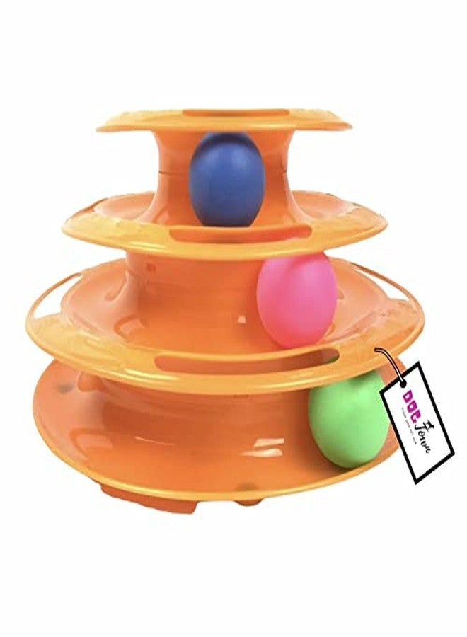 DOGTOWN Tower of Tracks Cat Turntable Toy with Balls Pet Amusement Interactive Board Game Toy with 3 Layer Wheels (Colour May Vary) - Image 1